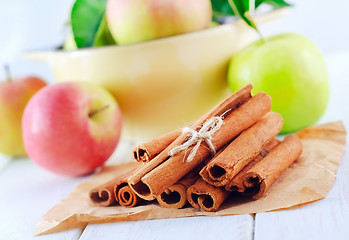 Image showing cinnamon and apples