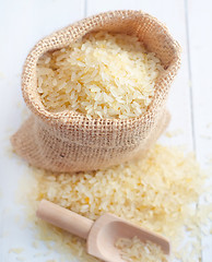 Image showing Raw rice on the table, portion of the raw rice