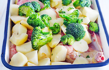 Image showing raw vegetables with meat