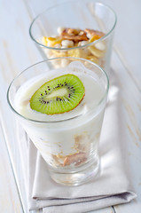 Image showing fresh yogurt and muesli in a glass