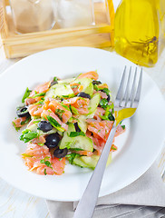 Image showing salad with salmon