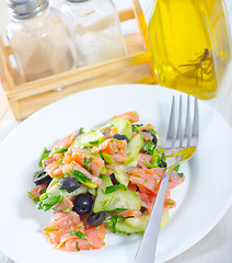 Image showing salad with salmon