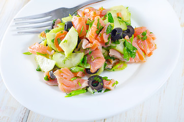 Image showing salad with salmon