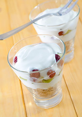 Image showing yogurt and oat flakes