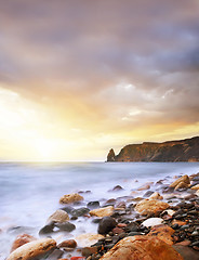 Image showing sea on sunset