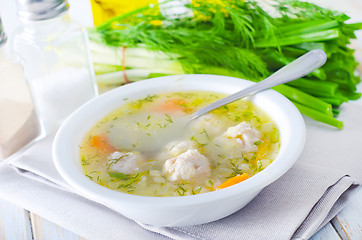 Image showing fresh soup with meat balls