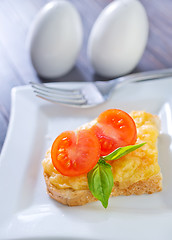 Image showing bread with cheese,tomato and basil