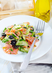 Image showing salad with salmon