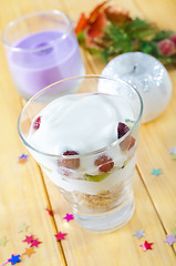 Image showing yogurt and oat flakes