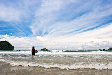 Image showing Surfers at the Beach