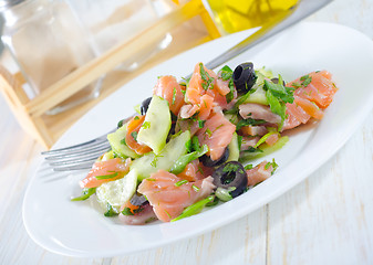 Image showing salad with salmon