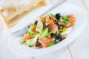 Image showing salad with salmon