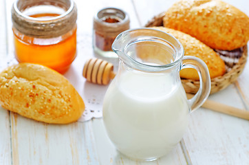 Image showing milk, honey and bread