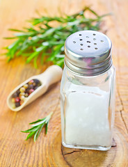 Image showing salt, rosemary and pepper