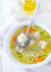 Image showing fresh soup with meat balls