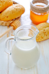 Image showing milk, honey and bread