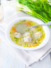 Image showing fresh soup with meat balls