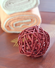 Image showing decoration ball and towels