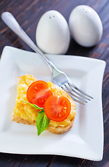 Image showing bread with cheese,tomato and basil