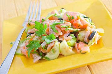 Image showing salad with salmon