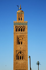 Image showing history in maroc africa  minaret  and the blue  