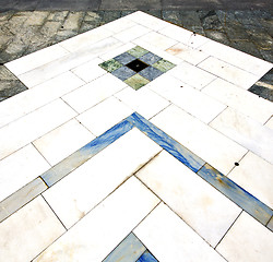 Image showing busto arsizio  street  of a curch and  sanpietrini marble