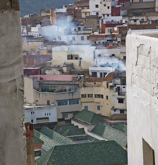 Image showing constructions from high in the       village    morocco africa f