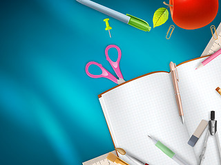 Image showing School supplies on blue background. EPS 10