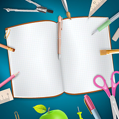 Image showing School supplies on blue background. EPS 10