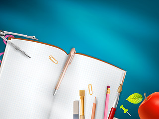 Image showing School supplies on blue background. EPS 10