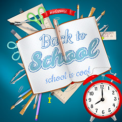 Image showing School supplies on blue background. EPS 10