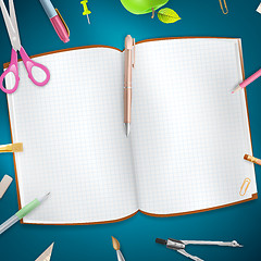 Image showing School supplies on blue background. EPS 10