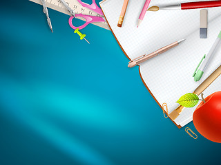 Image showing School supplies on blue background. EPS 10