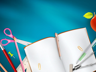 Image showing School supplies on blue background. EPS 10