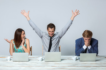 Image showing Business team working on their business project together at office