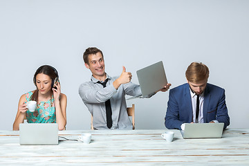 Image showing Business team working on their business project together at office