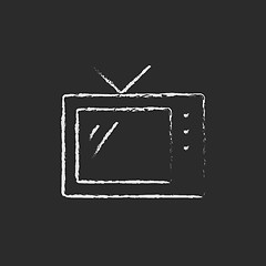 Image showing Retro television drawn in chalk