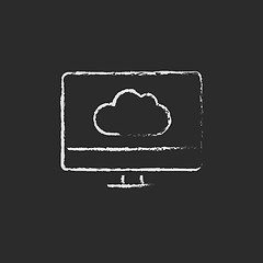 Image showing Monitor with cloud drawn in chalk