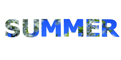 Image showing word summer made from photo of blossoming flowers