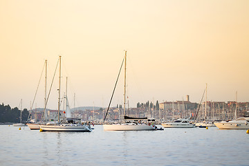 Image showing Sailboats anchored at Adriatic coast