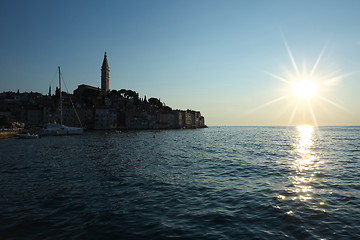 Image showing Town of Rovinj on Adriatic coast at sunset