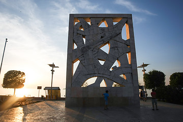 Image showing Monument at sunset in Rovinj