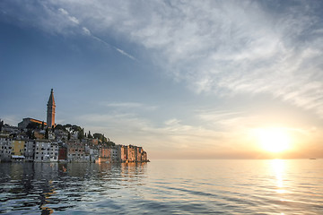 Image showing Old city core in Rovinj at sunset