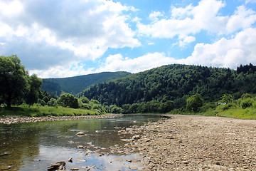 Image showing speed mountainous river in Carpathian mountains