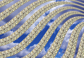 Image showing dollars pattern on blue sky