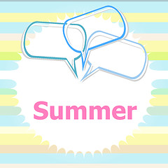 Image showing word summer and speaking bubble, chalk drawings, summer holiday