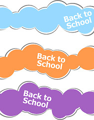 Image showing Back to school words on stickers set isolated on white, education concept