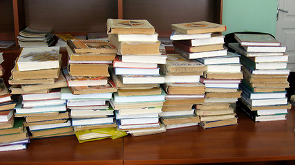 Image showing heap of books in the library