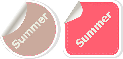 Image showing Word summer concept on button. Banner, web button or message for online web site, presentation or application