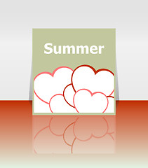 Image showing Grungy summer poster with love heart set. I love summer concept